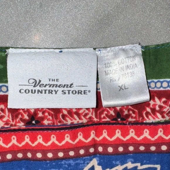 Vermont Country Store Blue Leaf Print Muumuu Patio Dress - Women's XL - Picture 2 of 3